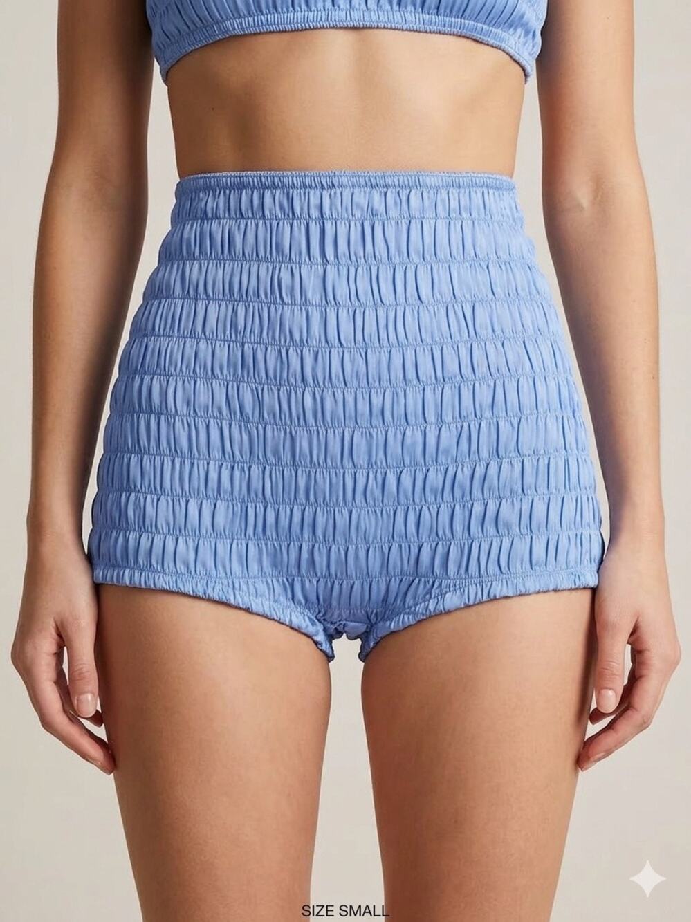 Intimately Free People women’s Ruched High Waist Micro Shorts size S Blue New